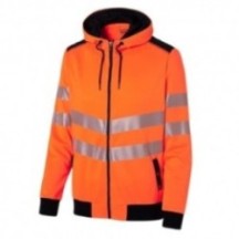 Vêtement de travail SWEAT ZIPPE CAPUCHE HV LUK-LIGHT ORANGE-MARIN